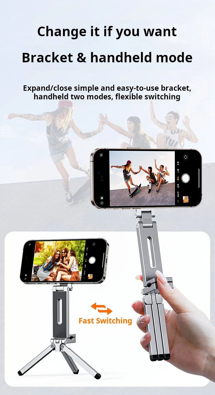 Adjustable Magnetic Phone Tripod Stand with 1/4'' Port, Ultra-Light Aluminium Phone Mount for iPhone Series, for Travel, Vlog