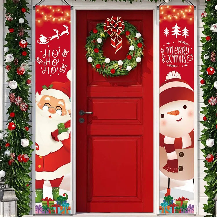 Merry Christmas Door Banner Decoration 2025 Christmas Decor for Home Xmas Hanging Ornaments Navidad Noel Gifts New Year 2026