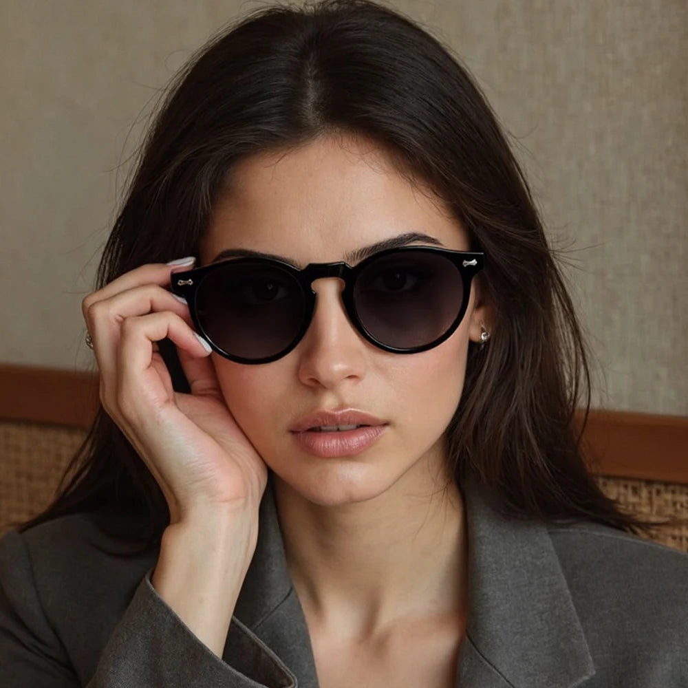 Retro Round Sunglasses Men Women Fashion Small Polarized Sun Glasses For Male Female Literary Vintage Shades Driving Eyeglasses