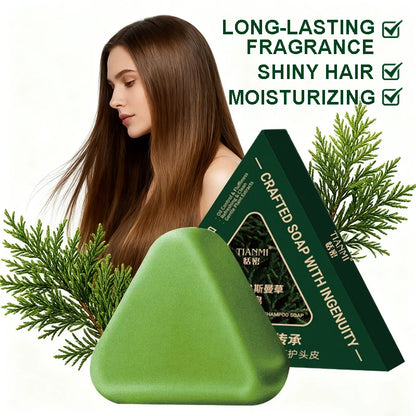 120G Cypress Leaf & Usmanthus Shampoo Bar, enriched with herbal extracts such as ginseng and cypress leaves, gently cleanses