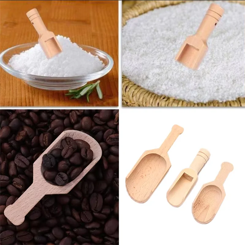 1 Pcs Wooden Mini Tea Coffee Scoops Seasoning Candy Spices Bath Salt Spoons Wooden Spoon Wooden Shovel