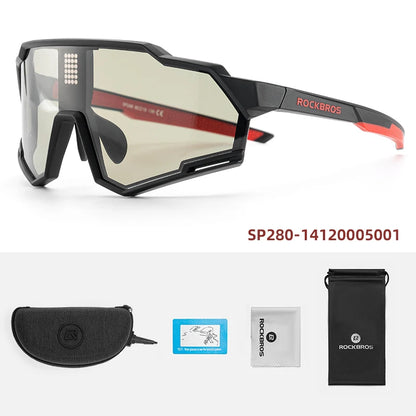 ROCKBROS Bicycle Sunglasses Polarized & Photochromic Electronic Color Change Cycling Glasses UV400 Bike Eyewear Sports Goggles