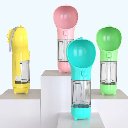 300/500ml Pet Water Food Dispenser 3 in 1 with Trash Bag Box and Shovel Pet Dog Water Bottle Leak Proof Dog Food Feeder Cat