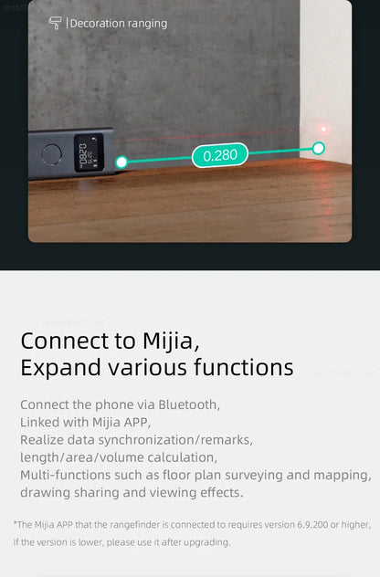 Xiaomi Mijia Smart Laser Range Finder Tape Measure Work with Mi Home APP Laser Rangefinder Distance Meter Digital Device Tools