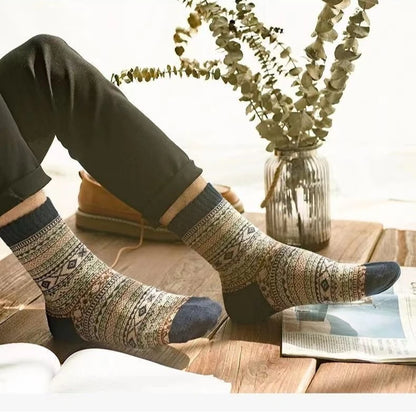 5 Pairs of Retro Striped Mid Tube Socks, Fashionable Snow Boots, Casual Multifunctional Warm Outdoor Socks, Autumn and Winter