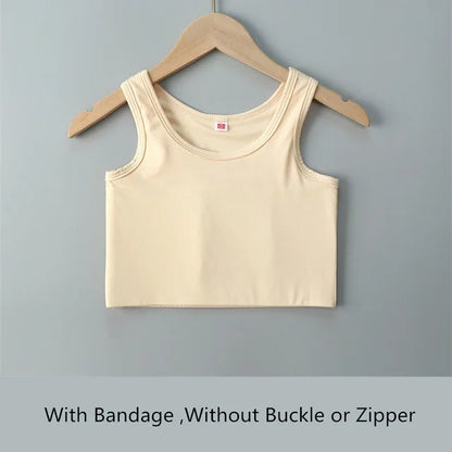 Women Flat Chest Binder With Bandage Pullover Half Length Corset Tank Top FTM Lesbian Transgender Underwear Vest Breast Binder