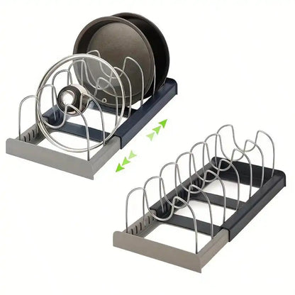 Expandable Pan & Lid Organizer Rack – Adjustable Kitchen Cabinet Holder