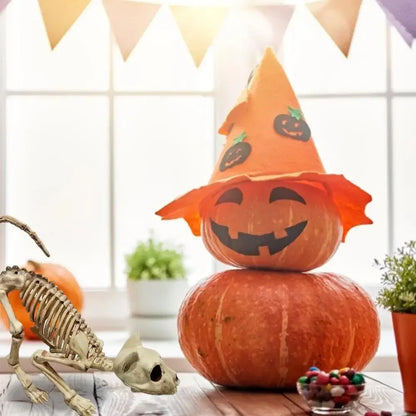 Creative Halloween Scary Skeleton Decoration Crouching Cat Skeleton Cat Skull Model Creepy Animal Bones for VAMPIRE Party Trick