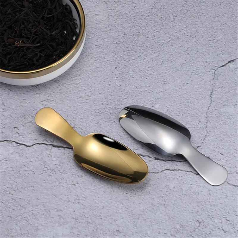 Mini Stainless Steel Spoons Kitchen Spice Condiment Spoon Sugar Tea Coffee Scoop Short Handle Wood Kids Spoon Kitchen Gadgets