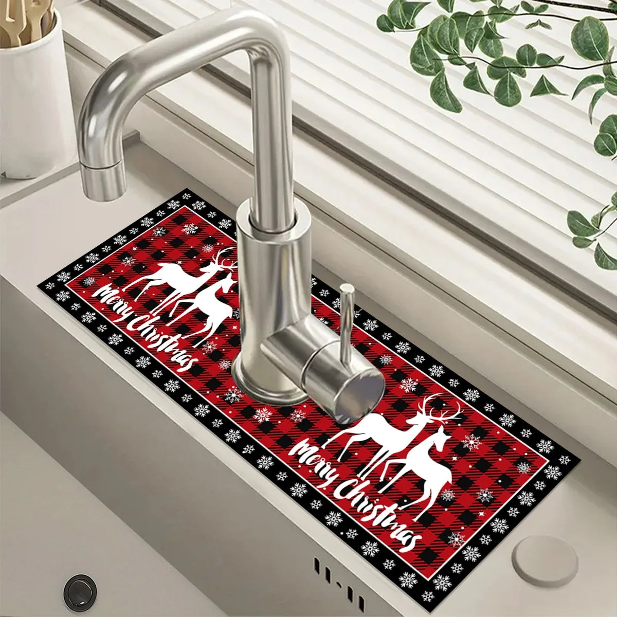 Christmas Faucet Mat Diatomite Sink Faucet Absorbent Pad Merry Christmas Decoration for Home 2025 Kitchen Gifts Navidad