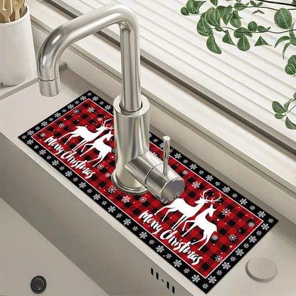 Christmas Faucet Mat Diatomite Sink Faucet Absorbent Pad Merry Christmas Decoration for Home 2025 Kitchen Gifts Navidad