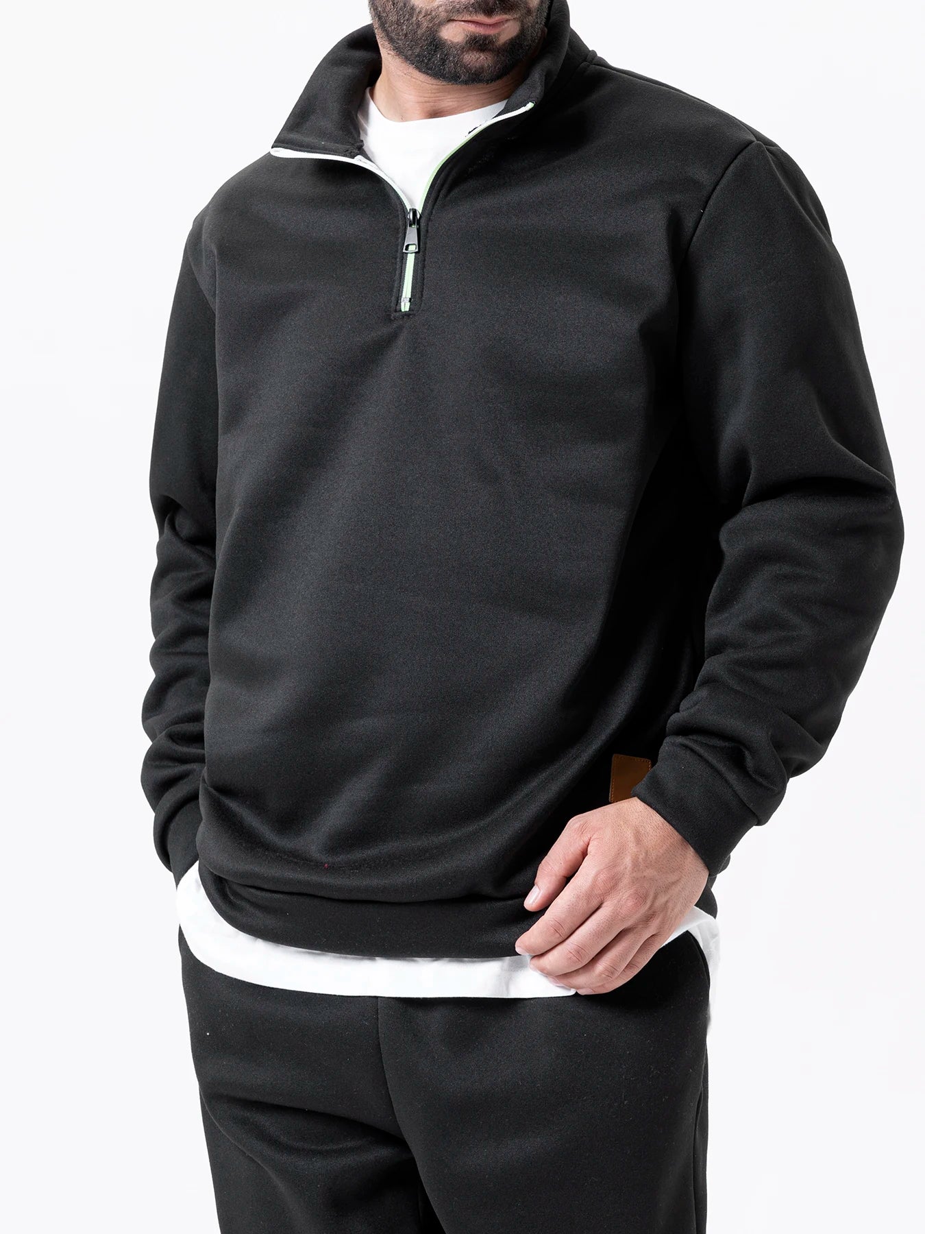 Men Sweatshirts Autumn Thicker Pullover Half Zipper Pullover Male Winter Solid Color Turtleneck Sweater Hoody Outdoor Sweatshirt
