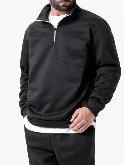 Men Sweatshirts Autumn Thicker Pullover Half Zipper Pullover Male Winter Solid Color Turtleneck Sweater Hoody Outdoor Sweatshirt