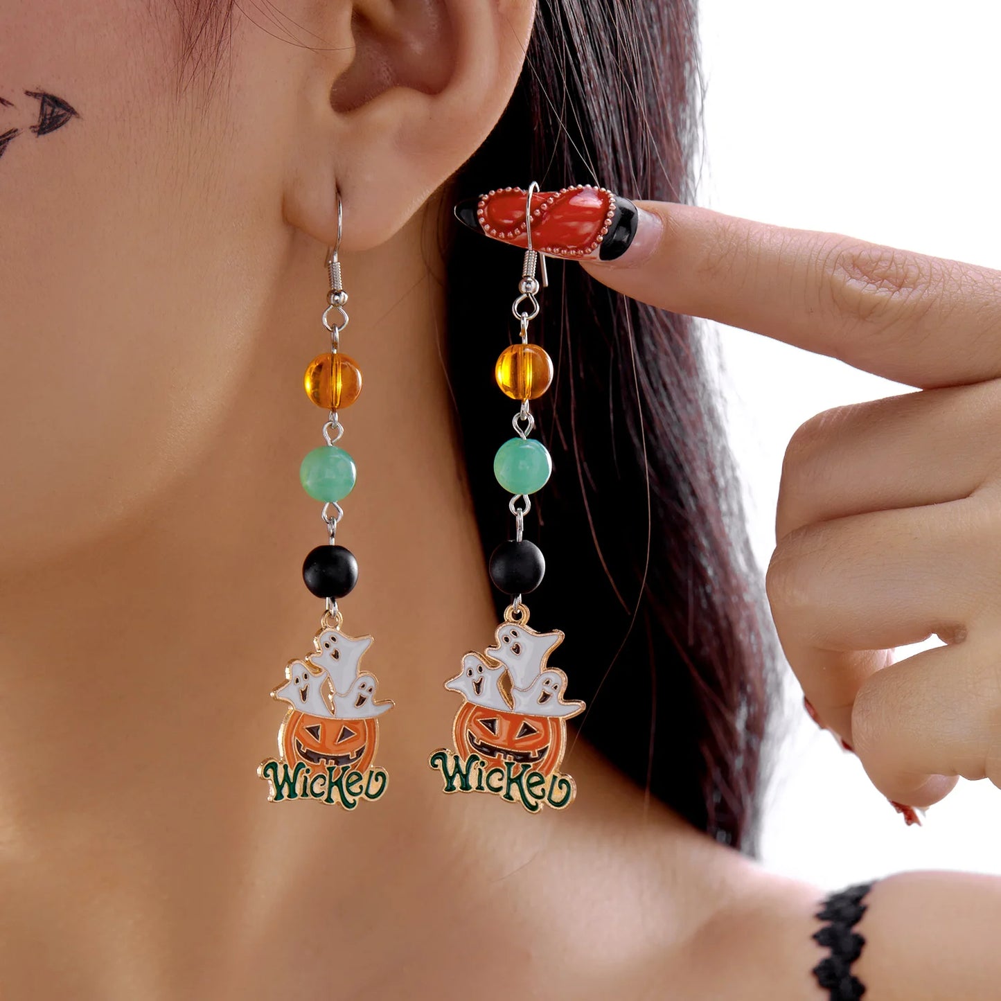 Cute Halloween Dangle Earrings for Women Cartoon Pumpkin Ghost Spider Drop Oil Earring Party Statement Jewelry Accessory