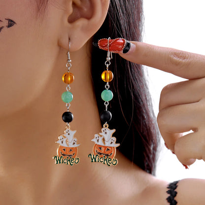 Cute Halloween Dangle Earrings for Women Cartoon Pumpkin Ghost Spider Drop Oil Earring Party Statement Jewelry Accessory