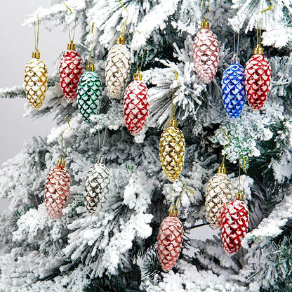 5Pcs Christmas Painted Pine Cone Balls Hanging Pendants Merry Christmas Tree Decoration for Home Xmas Ornament Gift 2024/2025