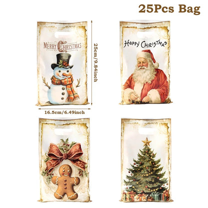 10/25/50pcs Christmas Cute Gift Bags Christmas Party Decoration 2025 Xmas Santa Claus Handbags Navidad Natal New Year Gift 2026