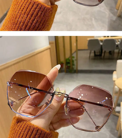 Brand Design 2025 Fashion New Polygonal Metal Sunglasses Retro Ladies Glasses Classic Trend Luxury Driving Travel Eyewear