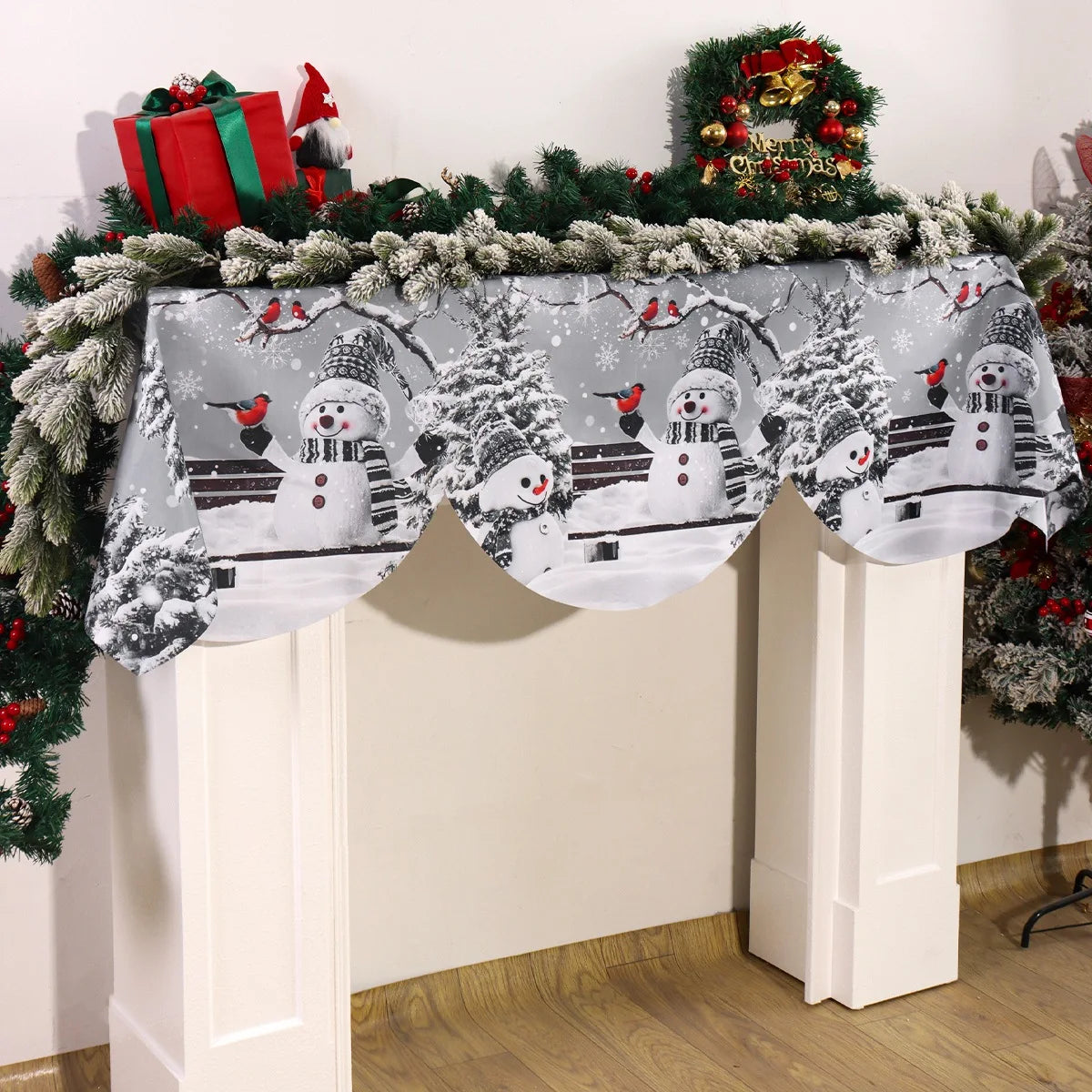 Christmas Santa Snowman Fireplace Mantel Scarf Christmas Decorations for Home 2025 Living Room Xmas Navidad New Year Gifts 2026