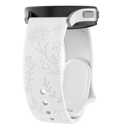 20mm Floral Engraved Band for For Samsung Galaxy Watch 6/5/4/Active 2/5 Pro 45mm 40mm 44mm/Watch 6 4 Classic/Watch 3 41mm Strap