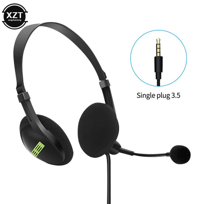3.5mm Noise Cancelling Wired Headphones Microphone Universal Headset With Microphone For PC /Laptop/Computer Adjustable Volume