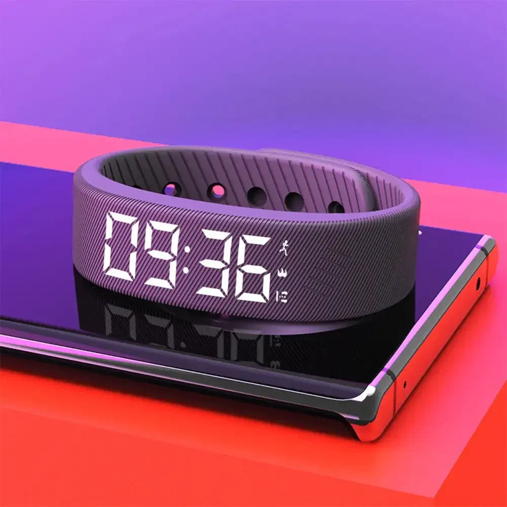 LED Digital Smart Bracelet Waterproof Smart Clock Smartband Vibration Alarm Reminder with Running Pedometer Monitor Smart Band