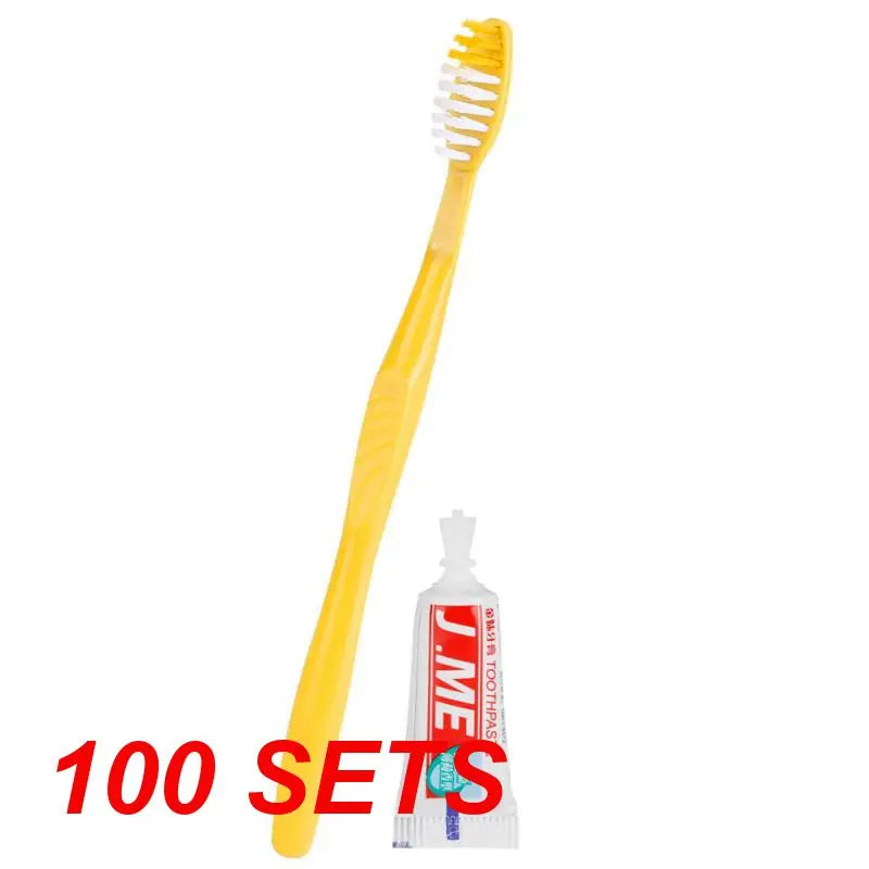 1-100pcs Disposable Hotel Toothbrush Portable Travel Toothbrush With Toothpaste Kit Oral Care Teeth Cleaning Brush Bathroom Set