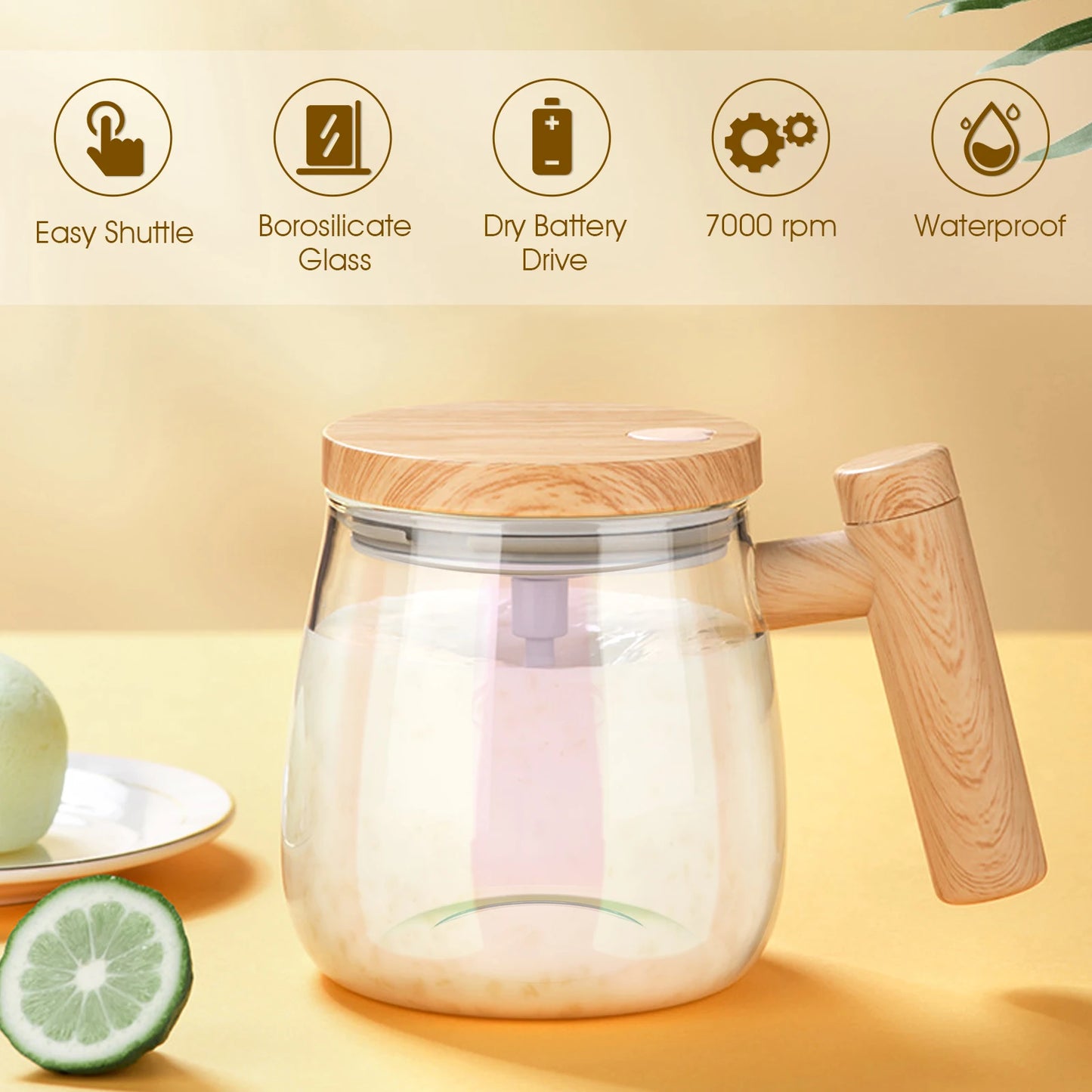 400ML Self Stirring Mug 7000RPM Electric High Speed Mixing Mug With Waterproof Automatic Mix Cup for Coffee Milk Protein Powder