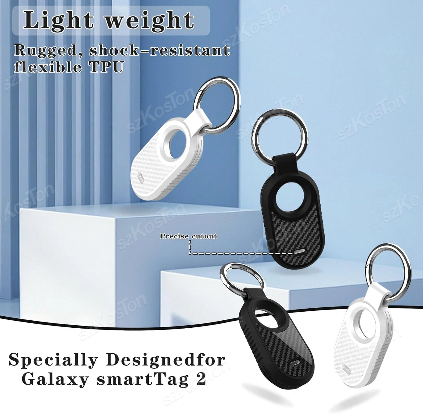 Carbon Fiber Style Case For Samsung Galaxy Smart Tag 2 Locator Anti-lost Backpack Keychain TPU Soft Silicone Protect Back Cover