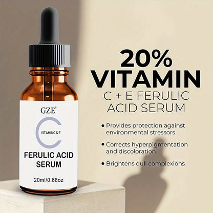 GZE Ferulic Facial Serum with Vitamin C, Vitamin E, & Absorbic Acid - Make you looks Younger, Skin Brightening Face Essence
