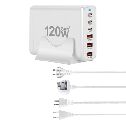 120W GAN Charger 6-port USB Type C PD Charger Fast Charge 3.0 USB Type C Fast Charger Mobile USB Charger Tablet Charger