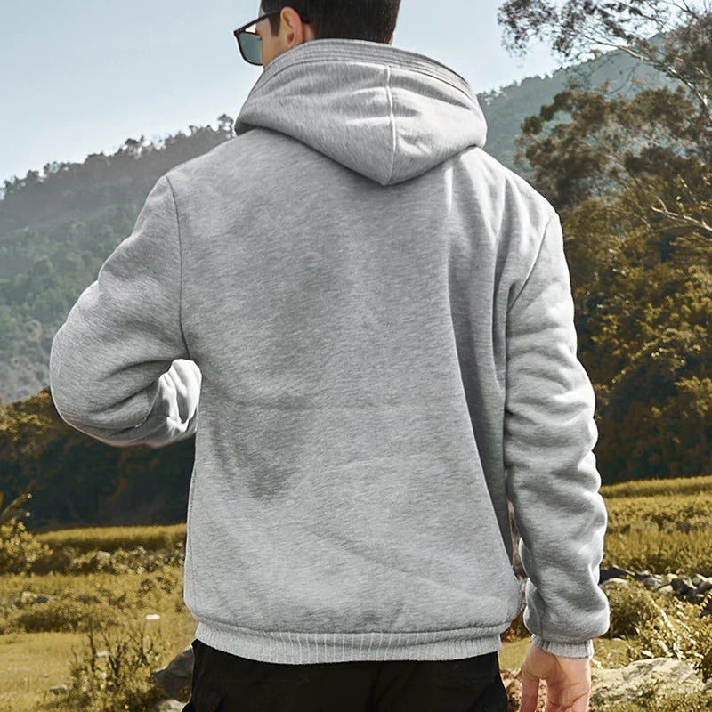 Winter Warm Sherpa Lined Coat for Men Heavyweight Plush Fleece Jackets Outwear Long Sleeve Zip Up Hoodie Sweatshirt Tops Outfits