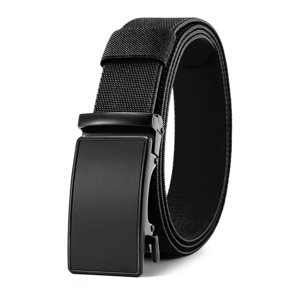 New Golf Sports Elastic Belt Tactical Belt Metal Automatic Buckle Tough Stretch Nylon Men Military Belt 115-135CM Big Size Belts