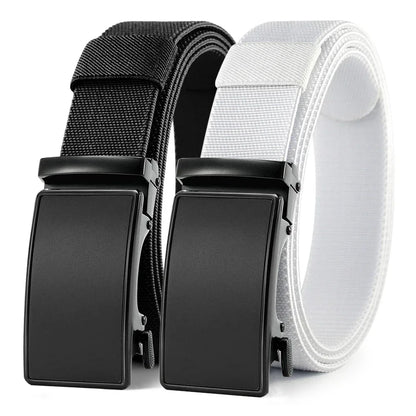 New Golf Sports Elastic Belt Tactical Belt Metal Automatic Buckle Tough Stretch Nylon Men Military Belt 115-135CM Big Size Belts