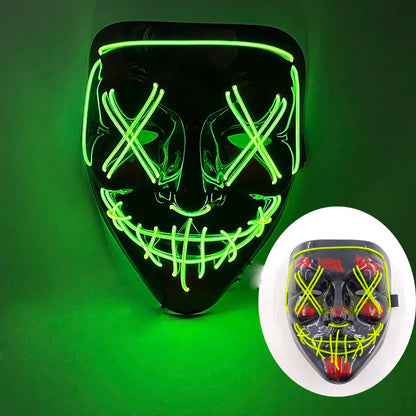 Halloween Skull Skeleton Head Headwear Horror Party Mask Light Up In The Dark Night Disguise Glowing Purge Mask For Halloween
