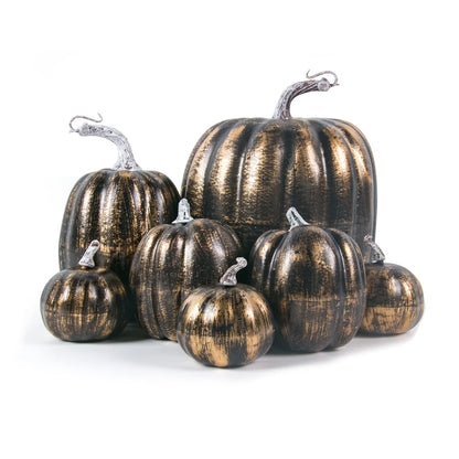 7pcs Halloween Artificial Pumpkins Set Assorted Sizes Fake Simulation Pumpkin Halloween Thanksgiving Fall Harvest Home Decoation