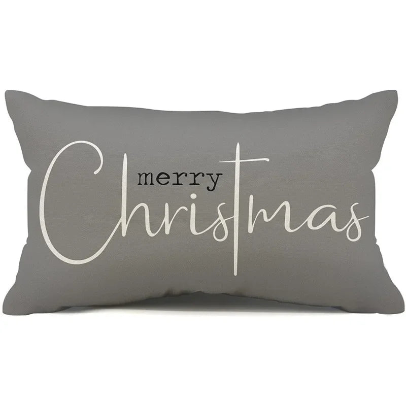 New Christmas style simple letter double-sided printed linen pillow for home decoration, sofa waist pillowcase