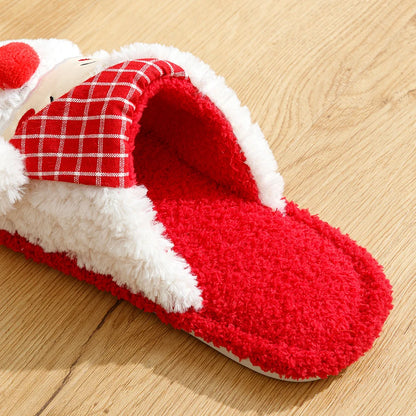 Fashion Christmas Santa Claus Slippers Women Indoor Cute Cartoon Soft Sole Comfy Winter Bedroom Warm Anti-slip Cotton Homeshoes