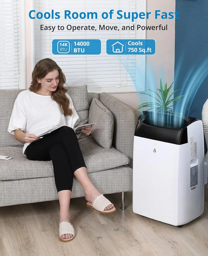 14000 BTU Portable Air Conditioners, 3-In-1 Free Standing Cooling AC Unit With Fan, Dehumidifier, Remote Control, Sleep Mode