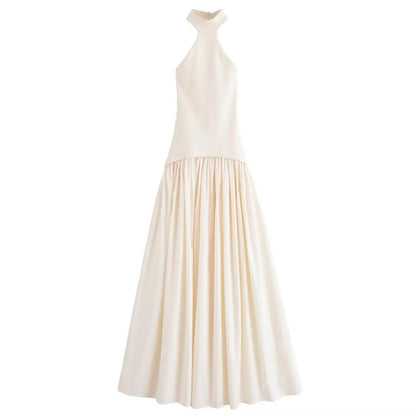 Summer Halter Neck Backless Midi Dress – Elegant & Slim Fit