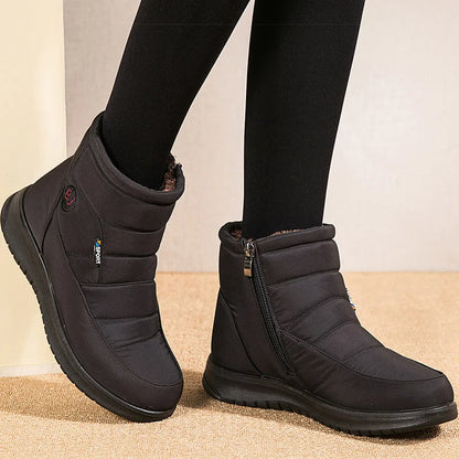 Women's Boots 2025 Winter Shoes For Women Ankle Boots Warm Fur Botas Mujer Waterproof Low Heels Snow Boots Winter Flat Shoes