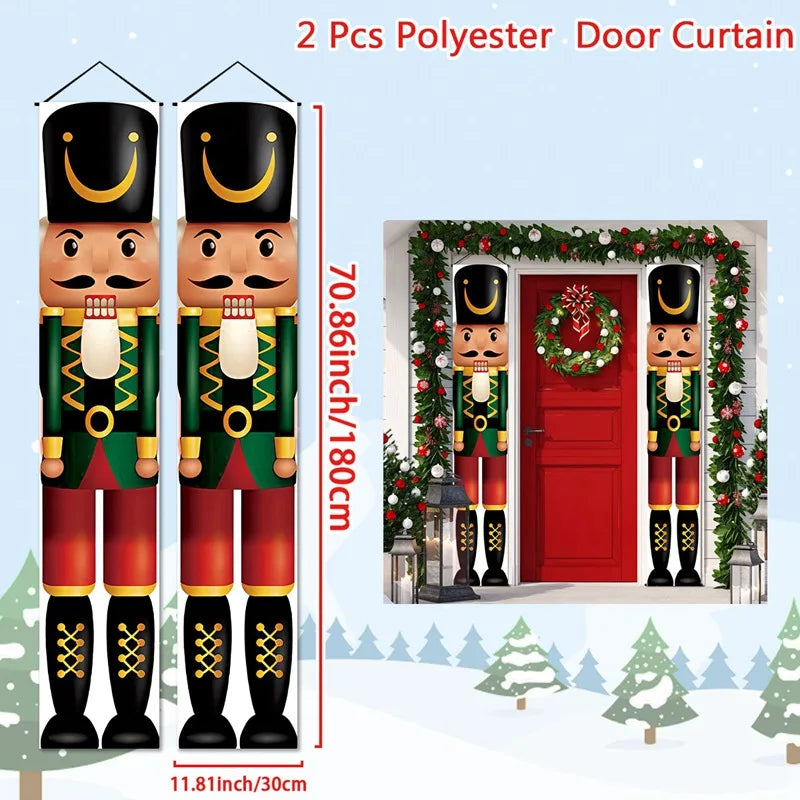 Merry Christmas Door Banner Decoration 2025 Christmas Decor for Home Xmas Hanging Ornaments Navidad Noel Gifts New Year 2026