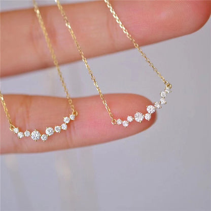 925 Sterling Silver 18k Gold Plated Necklace Moon Sparkling Zircon Clavicle Choker for Women Wedding Fine Jewelry Collares