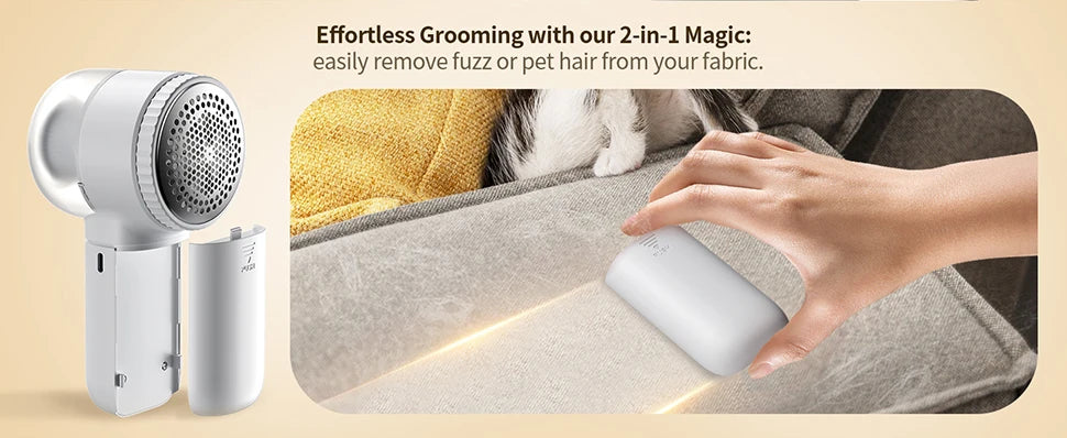 Fabric Shaver, 2 in 1 Rechargeable Lint Remover with Brush with Digital Display 3 Speeds Lint Shaver for Clothes Sofa Bedding