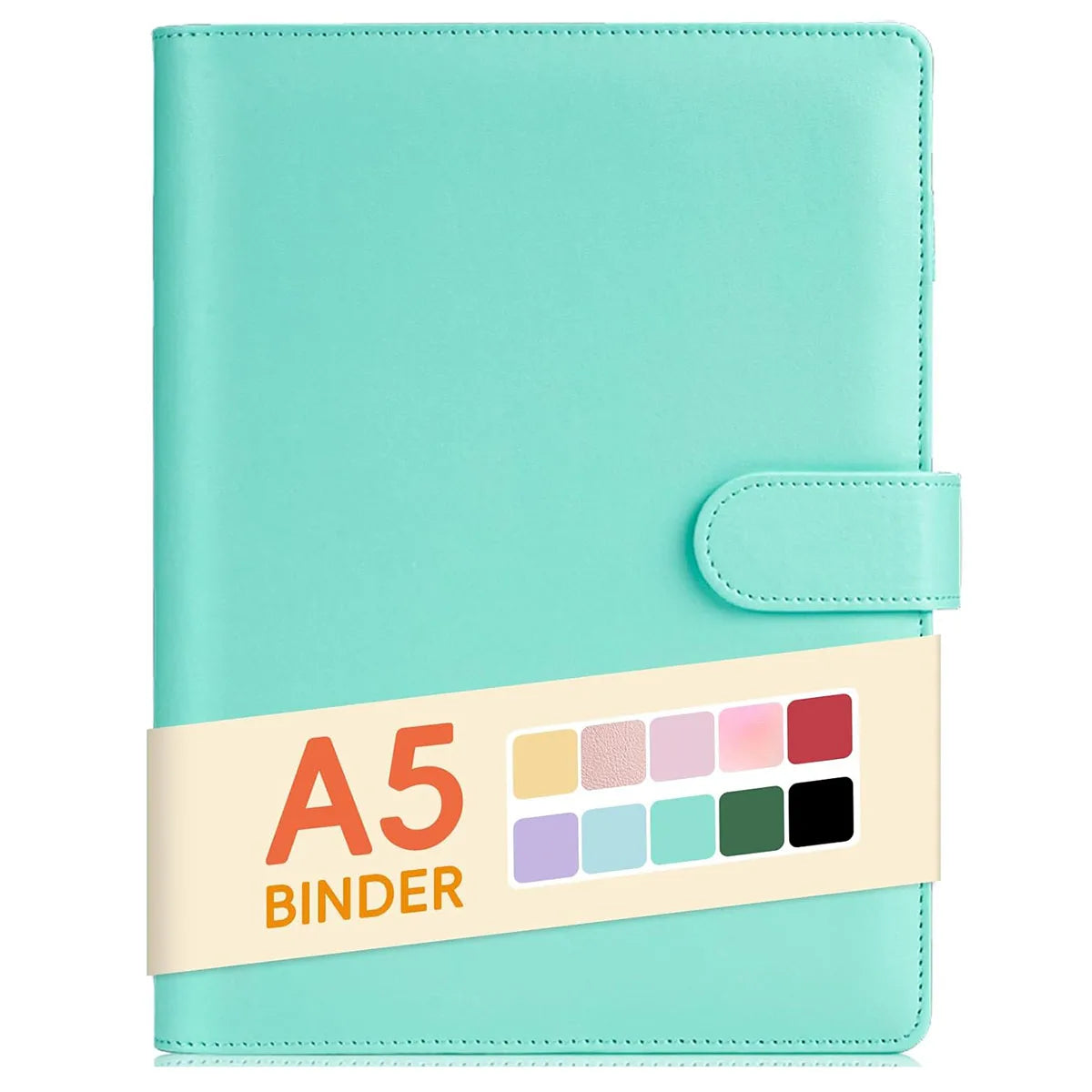A5 Binder PU Leather 6-Ring Notebook Binder Cover for A5 Filler Paper, Refillable A5 Personal Planner Binder with Magnetic