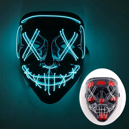 Halloween Skull Skeleton Head Headwear Horror Party Mask Light Up In The Dark Night Disguise Glowing Purge Mask For Halloween