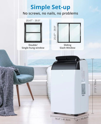 14000 BTU Portable Air Conditioners, 3-In-1 Free Standing Cooling AC Unit With Fan, Dehumidifier, Remote Control, Sleep Mode