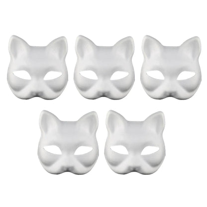 3/5Pcs Paper Blank Mask Half Face Hand-painted Cat Fox Mask Anime Demon Slayer Masquerade Halloween Festival Cosplay Prop