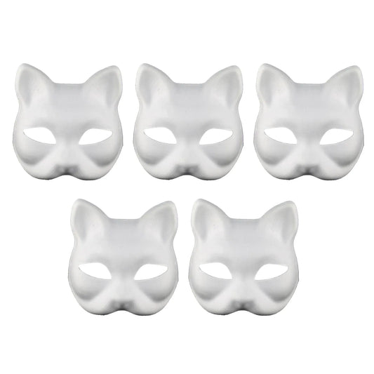 3/5Pcs Paper Blank Mask Half Face Hand-painted Cat Fox Mask Anime Demon Slayer Masquerade Halloween Festival Cosplay Prop