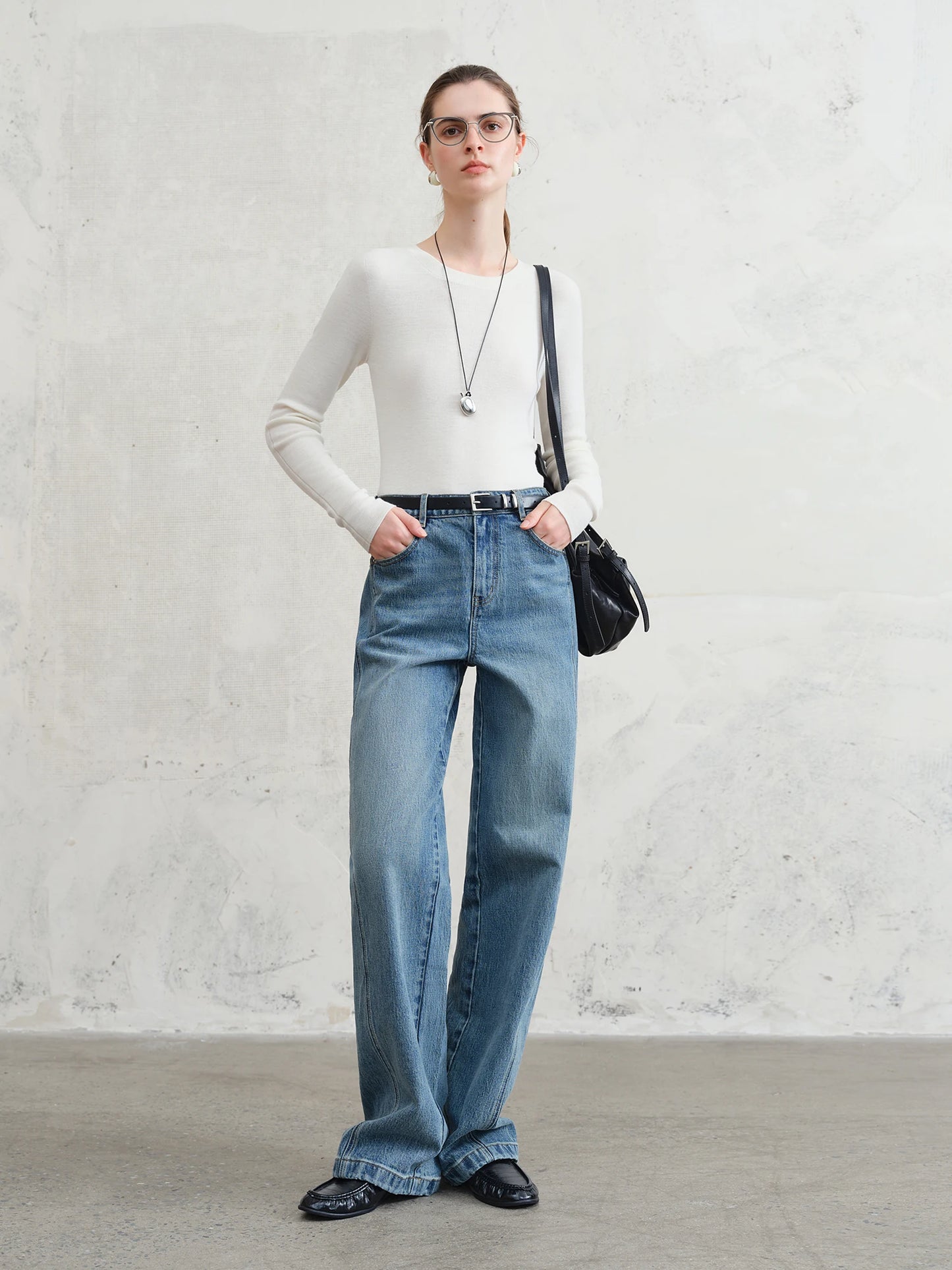 FSLE【Premium Series】German Biella Wool Autumn Super Fine Washable Seamless One-Piece Mock Neck Thermal Base Layer Shirt Women